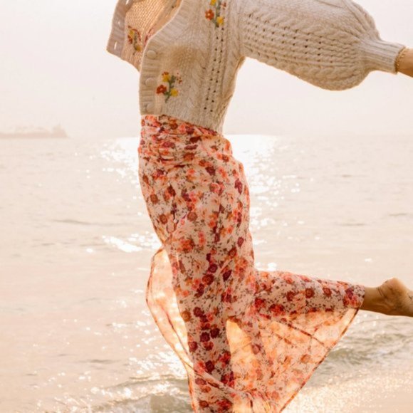 SOLD For Love & Lemons Evie Floral Maxi Dress in Tearose Sz S - Picture 2 of 13